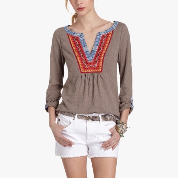 Anthropologie Meadow Rue Cuoco Henley Top Sz S - Picture 1 of 10